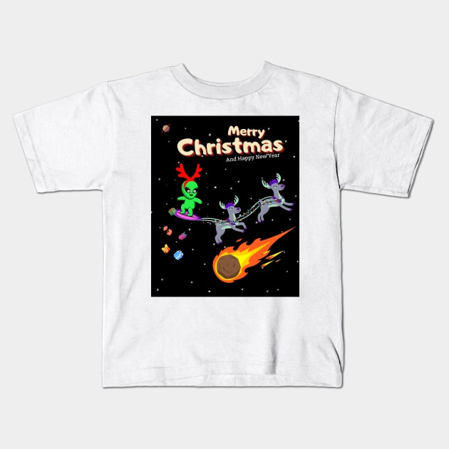 Merry Christmas Alien Kids T-Shirt by Studio468